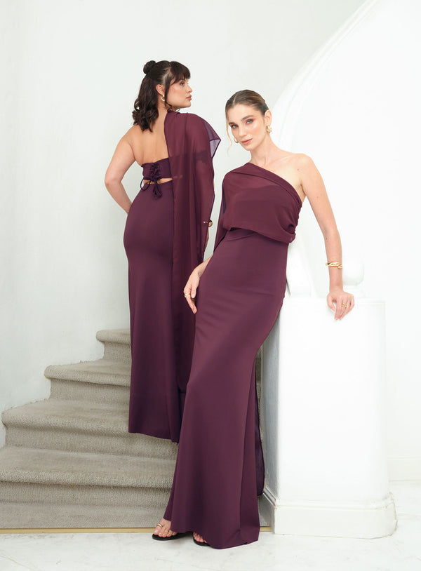 VESTIDO ASIMETRICO BRISA GUINDA
