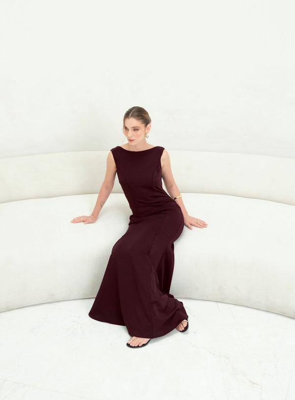 VESTIDO ESCOTE MARIANA GUINDA