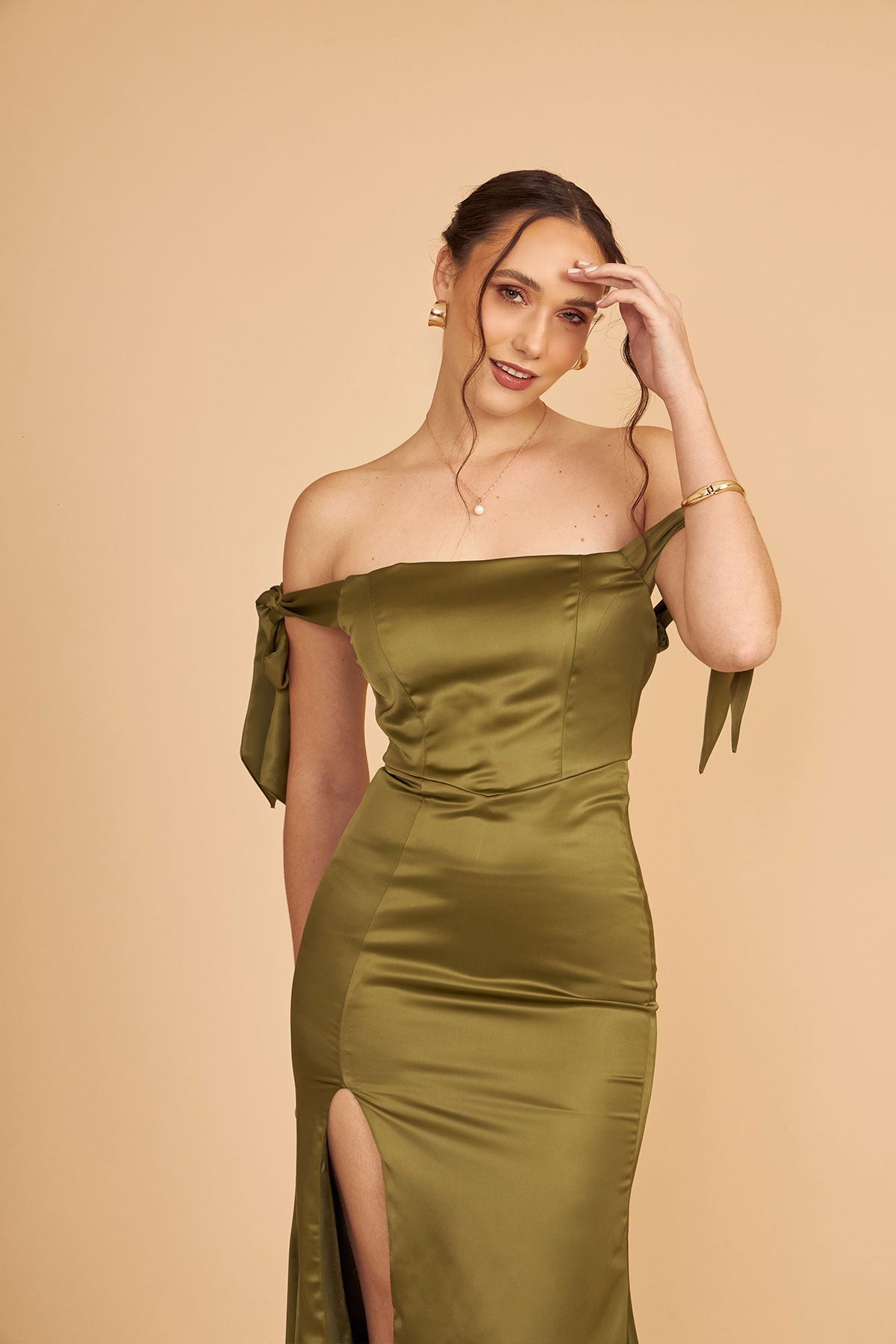Vestido Violeta Verde Olivo