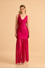 VESTIDO LARGO DRAPEADO MANGA CERO ANAIS FUCSIA