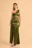 VESTIDO FIESTA LARGO ELEGANTE SATIN MUJER EMMA