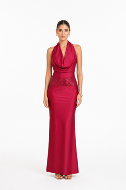 VESTIDO CON ESCOTE GINA VINO