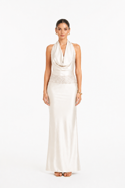 VESTIDO CON ESCOTE GINA PERLA