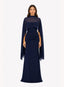 VESTIDO CON CAPA LORENA AZUL NOCHE