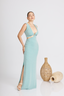 VESTIDO LARGO ARO METALICO BARBARA - VERDE CEMENTO