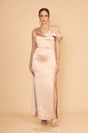 VESTIDO LARGO SEDA AGATA - BEIGE