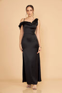 VESTIDO LARGO SEDA AGATA - NEGRO