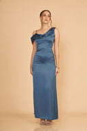 VESTIDO LARGO SEDA AGATA - ACERO