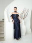Vestido elegante de fiesta largo con pedreria Pilar azul noche